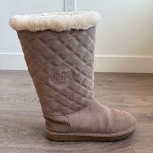 Women’s Michael Kors Sandy Suede Shearling Quilted Khaki Winter Fur Boots